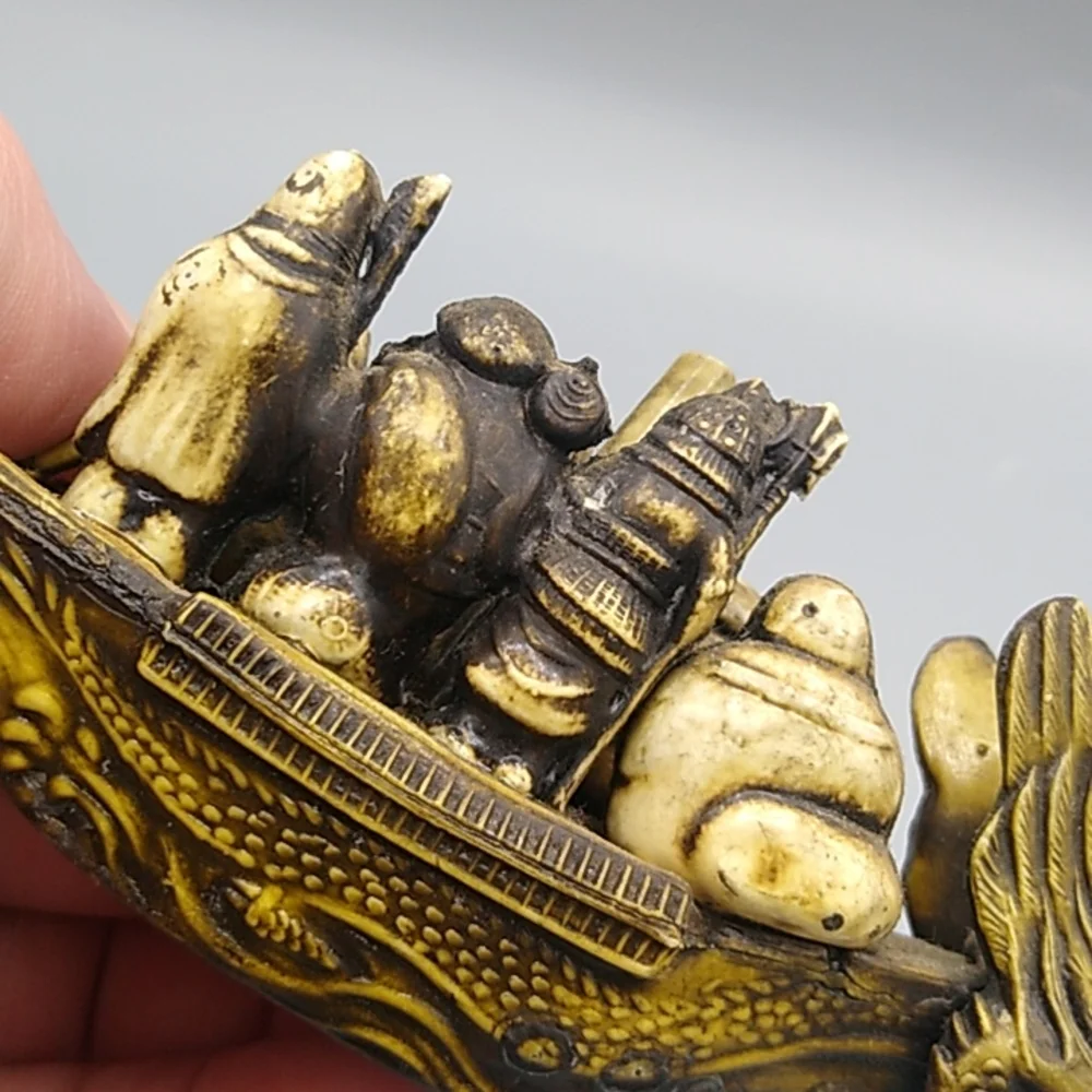 Japan Celluloid Seven Lucky Gods on Dragon Boat Early 1900s Vintage Antique - Picture 13 of 15